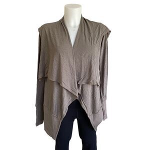 REVOLVE LAmade olive green/ gray open front waterfall hooded cardigan sz XS NWT!